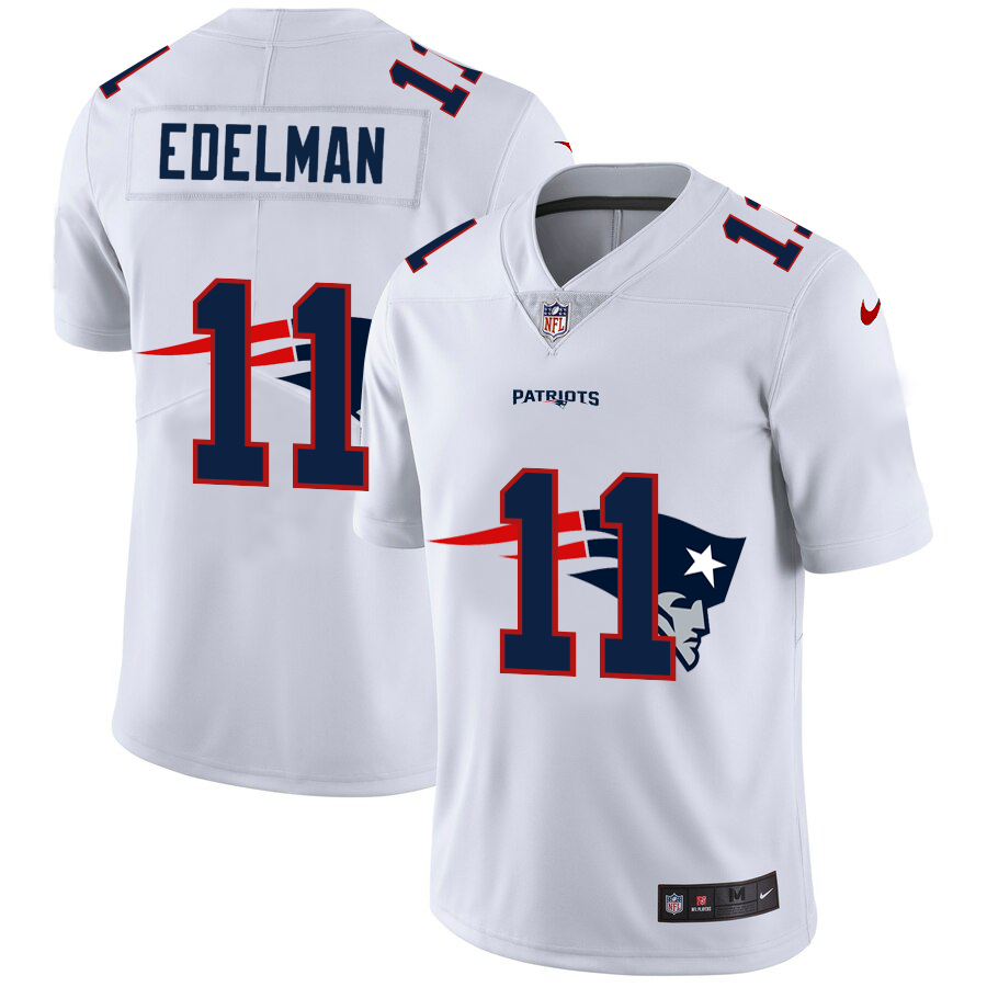 Men's New England Patriots #11 Julian Edelman White Shadow Logo Limited Stitched Jersey